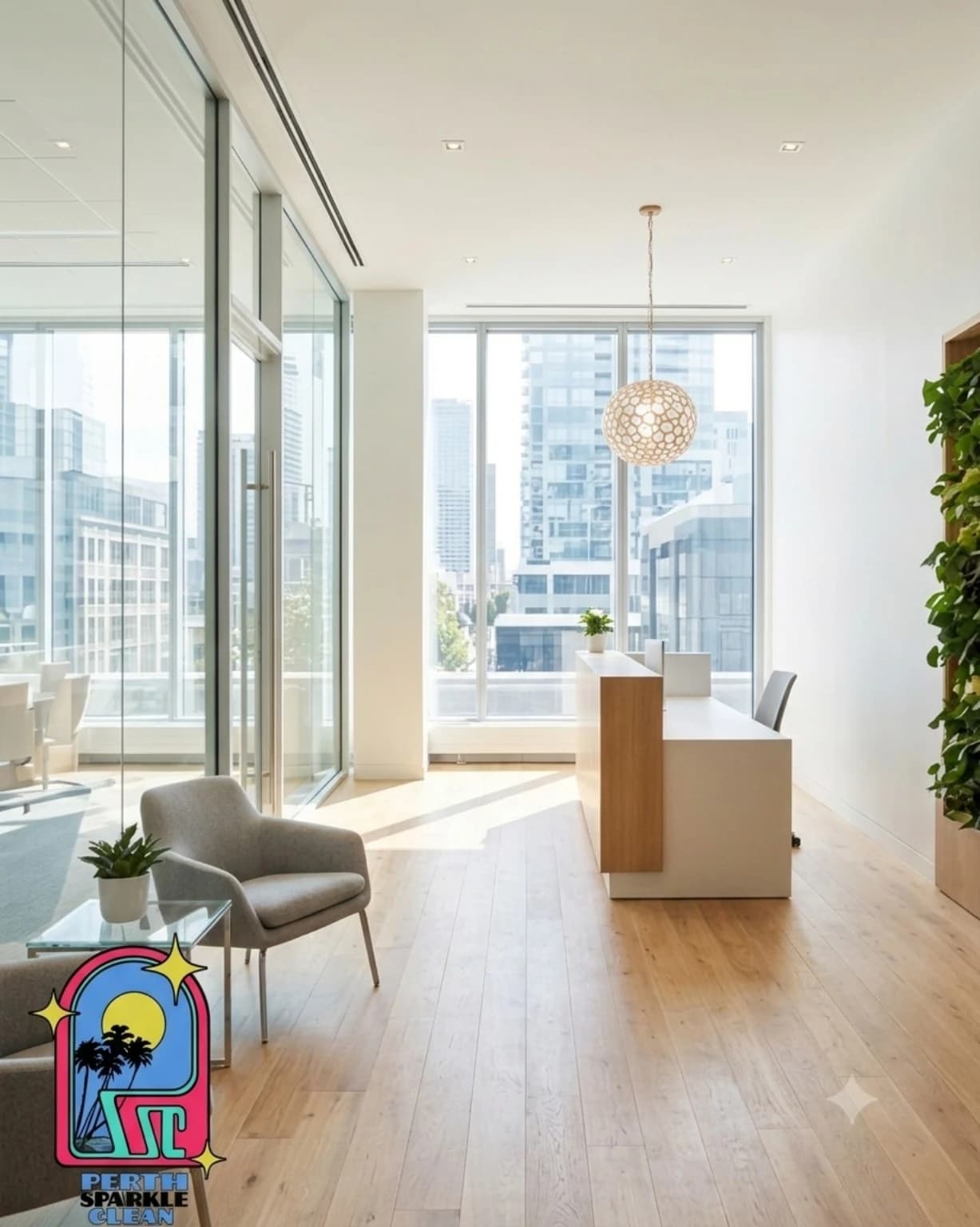 Professional office cleaning reception area in Perth