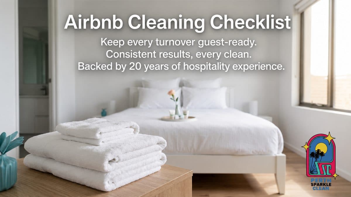 Airbnb bedroom with fresh linen and towels prepared for a guest arrival in Perth